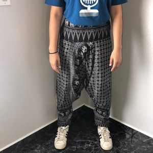 Unisex Gray & Black Elephant Harem Pants
